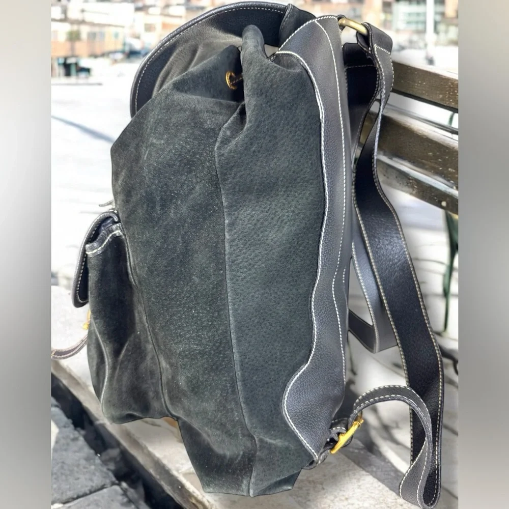Gucci Vintage Rare Suede and Leather Backpack with COA